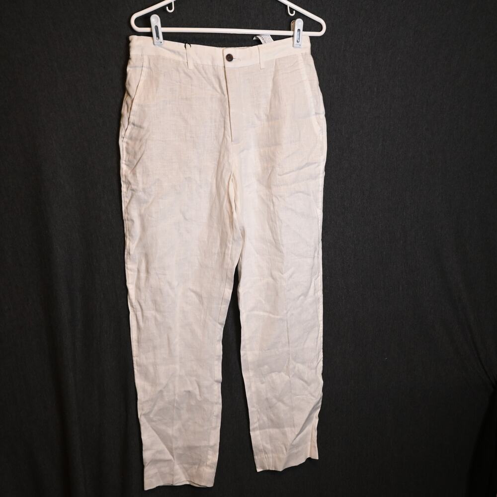 NEW Zara Women's M 100% Linen White Pants Lightweight NWT